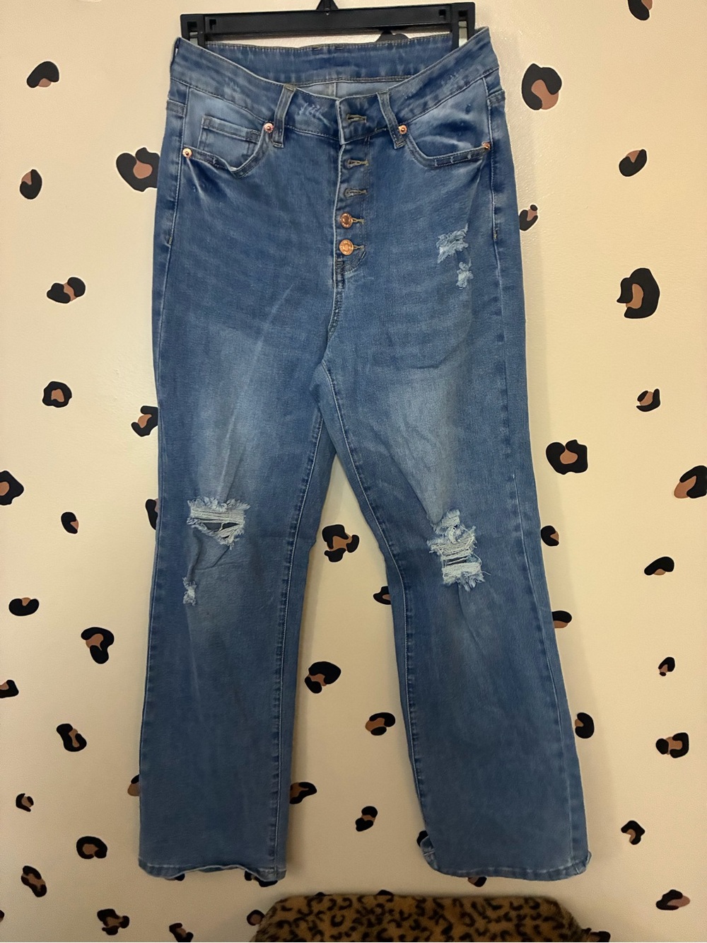 SHEIN Medium Blue Boot Cut Distressed Women’s Jeans
